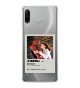 Huawei P30 Lite Uyumlu Spider Man Minimalist Poster Desenli Şeffaf Telefon Kılıfı