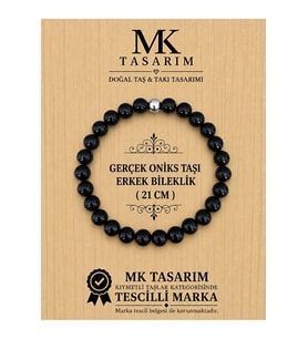 GERÇEK ONİKS TAŞI ERKEK BİLEKLİK MK.8000.001 - RAHATLIK-DİNGİNLİK-ENERJİ- STRES BİLEKLİĞİ