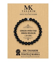 GERÇEK ONİKS TAŞI ERKEK BİLEKLİK MK.8000.001 - RAHATLIK-DİNGİNLİK-ENERJİ- STRES BİLEKLİĞİ
