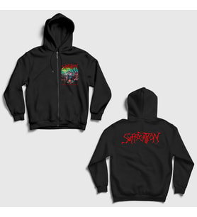 Presmono Unisex Siyah Effigy Of The Forgotten Suffocation Sırt Baskılı Fermuarlı Kapüşonlu Sweatshirt 521308tt