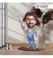 BK Gift Kişiye Özel Diş Hekimi Karikatürlü Büyük Boy Ahşap Biblo-4 Arkadaşa Hediye , Sevgiliye Hediye, Kişiye Özel Biblolar