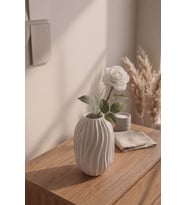 Ladin Modern Dekoratif Vazo & Çiçeklik Şık Salon Objesi - Beyaz