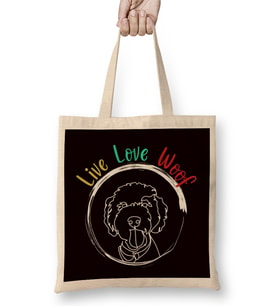 Live Woof Love Dog Owner Puppy Lover Dogs Breed Animal Bez Çanta Uzun Saplı
