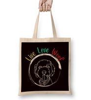 Live Woof Love Dog Owner Puppy Lover Dogs Breed Animal Bez Çanta Uzun Saplı