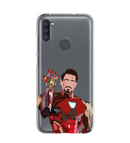 Samsung Galaxy M21 Uyumlu Iron Man Desenli Şeffaf Telefon Kılıfı