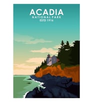 Acadia Ulusal Parkı Seyahat Poster Tablo Ahşap Poster Dekoratif