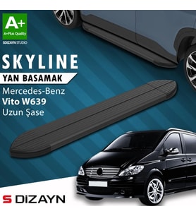 S-Dizayn Mercedes Vito W639 Uzun Şase Skyline Siyah Yan Basamak 253 Cm 2004-2014 A+ Kalite