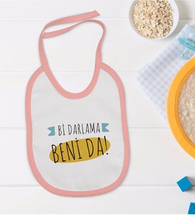 BK Kids Darlama Beni Tasarımlı Pembe Bebek Mama Önlüğü-1