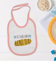 BK Kids Darlama Beni Tasarımlı Pembe Bebek Mama Önlüğü-1