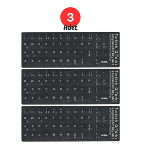 MN6 MTRQ Türkçe Q Klavye Sticker 3 Adet Laptop PC Uyumlu Silinmez Yapışkanlı Harf Çıkartması