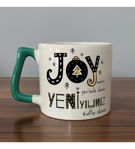 Joyumuz Yerinde Olsun Baskılı Yeşil Kulplu D Yılbaşı Kupası