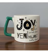 Joyumuz Yerinde Olsun Baskılı Yeşil Kulplu D Yılbaşı Kupası