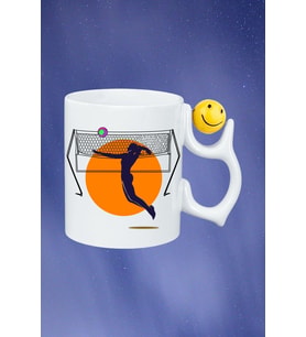Voleybol Kadın Oyuncu Tema Baskılı Smile Emoji Toplu Kupa Bardak Çay Kahve Fincanı-4