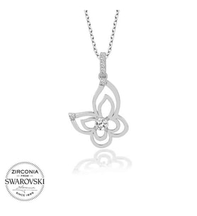 Swarovski Taşlı Gümüş Kelebek Bayan Kolye
