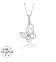 Swarovski Taşlı Gümüş Kelebek Bayan Kolye