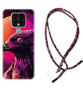 Tecno Camon 16 18P Pova Kılıf Boyun Asklı Rasta Silikon Red Eagle 1752