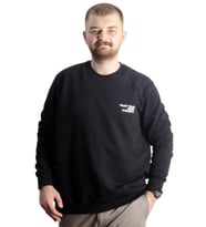 Mode XL Büyük Beden Erkek Sweathirt Bisiklet Yaka Nakışlı Sweat 23525 Siyah