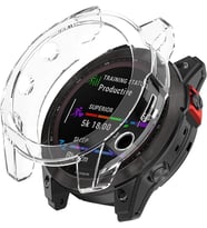 Garmin Fenix 6 Pro Solar Titanium için Kılıf 360 Full Round Soft Silicone Şeffaf [Fenix 6 Pro Solar Titanium ile Uyumlu Kılıf - Şeffaf]