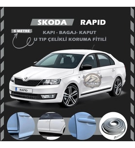 Skoda Rapid Oto Araç Kapı Koruma Fitili 5metre Parlak Gri Renk