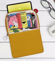 BK Gift Modern Soyut Tasarımlı Taşınabilir Koruyucu Tablet Kılıfı & Organizer Çanta - Sarı-4