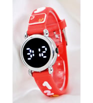 4-9 Yaş Kırmızı Renk Şirin Tasarım Unisex Kız Çocuk Led Kol Saati ST-304147