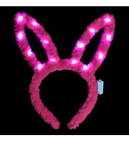 Led Işıklı Peluş Pofuduk Tavşan Kulak Tavşan Taç Şeker Pembesi 17X23 cm