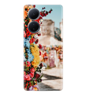 Vivo V29 Lite Kılıf Silikon Desen Özel Seri Gerçek Çiçekler 1743
