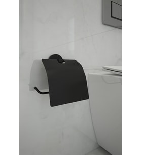 Lotus Siyah Kapaklı Tuvalet Kağıdı Asacağı, Wc Tuvalet Kağıtlığı Hem Yapışkanlı Hem Montajlı Üründür