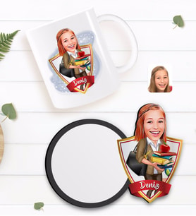 BK Gift Kişiye Özel Kadın Öğretmen Karikatürlü Beyaz Kupa ve Ahşap Bardak Altlığı Hediye Seti-4