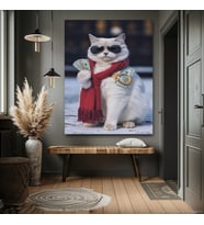 HAVALI ZENGİN KEDİ EV DUVAR SALON GÜZELLİK SALONU OFİS DÜKKAN DEKARASYON KANVAS TABLO (Akçaağaç)