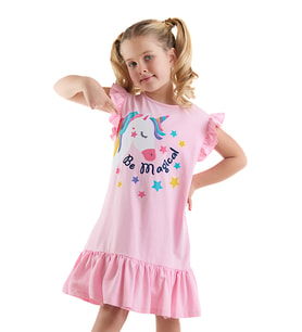 Unicorn Magic Kız Çocuk Pembe Elbise