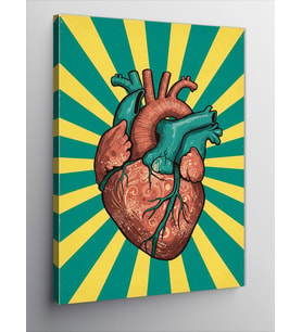 Kanvas Tablo Anatomik Kalp ve Renk Ritmi