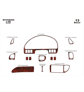 Meriç® Mitsubishi L400 Ön Torpido Kaplama Maun 13 Parça 1998-2006 (Maun)