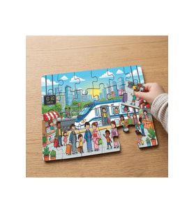 Tren İstasyonu Tasarımlı 24 Parça Ahşap Çocuk Puzzle
