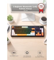 Torima Oyuncu Klavyesi Rgb Işıklı Dijital Ekranlı 3 Modlu Mekanik Hisli Kablosuz Klavye TK14 Siyah
