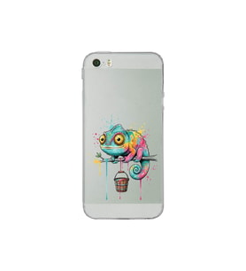 iPhone 5S ile Uyumlu Splash Bukalemun Tasarımlı Şeffaf Silikon Kılıf