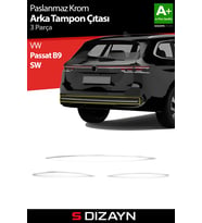 Drs Tuning Passat B9 SW Krom Arka Tampon Çıtası 3 Prç. 2024 Üzeri A+ Kalite
