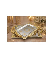 DEKORATİF METAL DİKDÖRTGEN 2 Lİ TEPSİ