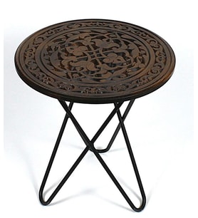Ahşap Oymalı Yuvarlak Sehpa 40 cm