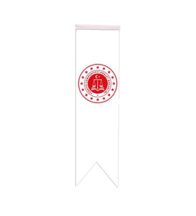 Masa Üstü Kırlangıç Adalet Bakanlığı Bayrağı - 8x30cm Çift Taraflı Saten Kumaş