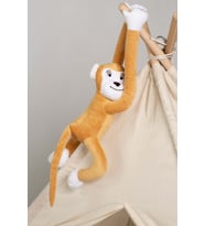 Boumini Toys Boyuna Sarılan Pelüş Maymun Rattan Elleri Çıtçıtlı 55 cm (Hardal Sarısı)