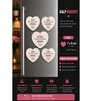 5'li Kalp Fotoğraf Magneti Kişiselleştirilebilir İstenilen Fotoğraflarla Hediye Seti