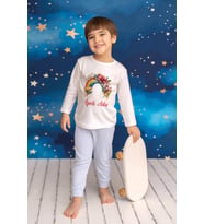 Pia Baby Premium %100 Pamuk İsme Özel Çocuk Pijama Takımı 1-8 Yaş 5066-14 (Mavi)