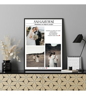 Kişiye Özel Anı Gazeteli Tablo, Anı Gazetesi Ahşap Çerçeveli Tablo, Sevgililer Gününe, Doğum Günü, Anneler Gününe Özel Çerçeveli Poster (Düz Siyah)