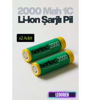 18650 3.7V 2000 Mah 1C Li-Ion Şarjlı Pil Şarj Edilebilir - 2 Adet