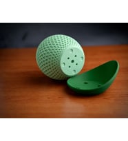 3D Baskı Küre Saksı - Kafes Dokulu İki Parçalı Dekoratif Saksı - Mint-Yeşil