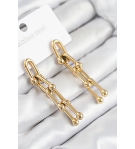 316L Çelik Sallantılı Tifany Model Gold Renk Kadın Küpe - TJ-BKP11213