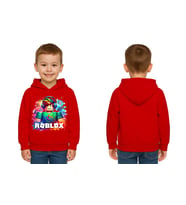 Unisex roblox Baskılı Çocuk Swaetshirt  Baskılı Kapüşonlu 3 İplik Şardonlu (Kırmızı)