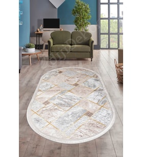 Dijidekor Halı Vizon Cool Yıkanabilir Saçaklı Oval Delüxe Kesme Yolluk Kilim Salon Halısı Modelleri