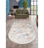Dijidekor Halı Vizon Cool Yıkanabilir Saçaklı Oval Delüxe Kesme Yolluk Kilim Salon Halısı Modelleri